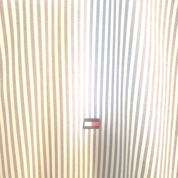 Tommy Hilfiger Slim Fit Shirt Mens Size XL Blue Striped Long Sleeve Button Front - Picture 7 of 8